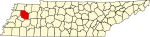 標示出吉布森县位置的地圖