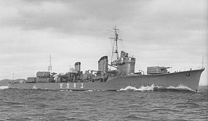 陽炎型驅逐艦「雪風」。於昭和14年（1939年）12月攝影