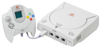 An NTSC-U Sega Dreamcast Console and controller with VMU.