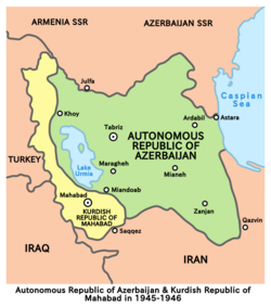 1945-1946年亞塞拜然自治共和国和马哈巴德共和国。[1]