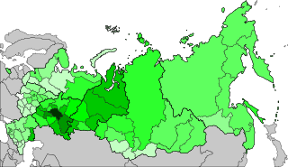 韃靼人在俄羅斯的分布, 2010年