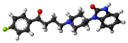Ball-and-stick model of the benperidol molecule