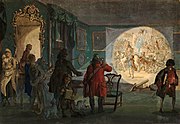 启蒙时代发明的幻灯机展示，英国画家保罗·桑德比画作