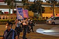 晚上8時許，原本計劃舉行默哀儀式，不過有人叫「光復香港，時代革命」後，警員隨即跑過對面馬路，舉起紫旗警告指該口號或違反《港區國安法》