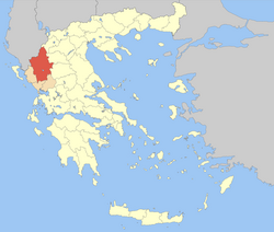 约阿尼纳专区在希腊的位置