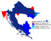 克罗地亚省与今日克罗地亚共和国的领土比较