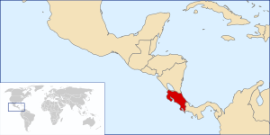 哥斯大黎加在中美洲的位置