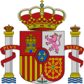 西班牙國徽；左下有阿拉貢的紅黃橫紋