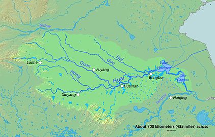Huai River tributaries (which itself is a tributary of the Yangtze River).