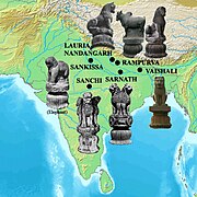 印度目前已知的阿育王柱分布地點