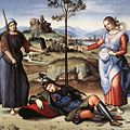 《寓言（英语：Vision of a Knight (Raphael)）》（Allegory（Vision of a Knight）），1504年，收藏於英國國家美術館