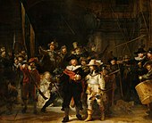 《夜巡》；林布蘭；1642年；布面油畫；363 × 437公分；荷蘭國家博物館