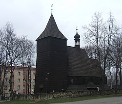 St. Lawrence's Church (16th century). Originally in Knurów, in 1935 the wooden church was moved to Chorzów