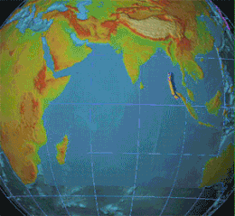印度洋巨大海嘯的電腦模似示意圖