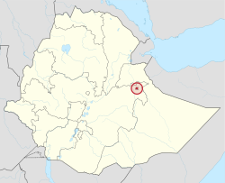 埃塞俄比亚的地图，显示哈勒尔州的位置
