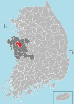 禮山郡在韓國及忠清南道的位置
