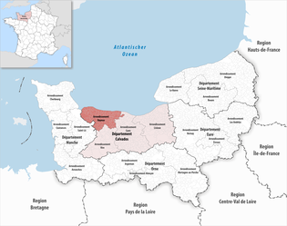 巴约区在诺曼底大区与卡尔瓦多斯省的位置