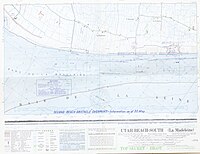 1944年5月30日當時上頭印有標記灘頭障礙物的南猶他海灘地圖