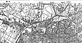 1939年的奉天地圖。可見瀋陽老北站和連接的奉山鐵路和奉吉鐵路。南滿鐵路（連京線）不經過車站並於三洞橋和奉山線立體相交。