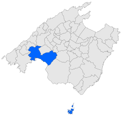 帕爾馬在馬約卡島的位置（藍色）