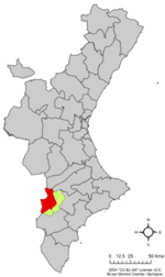 比列纳在巴伦西亚自治区的位置