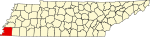 標示出谢尔比县位置的地圖