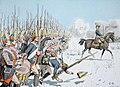 第三次西里西亞戰爭期間，洛伊滕會戰中普魯士擲彈兵向前進攻