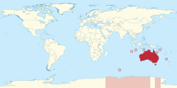 澳大利亞本土及其外部領地：聖誕島、科科斯（基林）群島、諾福克島、亞什摩及卡地爾群島、珊瑚海群島、赫德島和麥克唐納群島和澳大利亞南極領地
