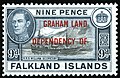1944年發行的福克蘭群島郵票加蓋「格雷厄姆地」
