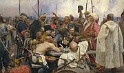 "Zaporozhian Cossacks write to the Sultan of Turkey" by Ilya Repin (1844-1930)