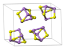 雄黃的晶胞，清楚表示所含的As4S4分子