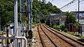 金澤八景方向的雙軌距鐵路轉轍器（2015年7月）