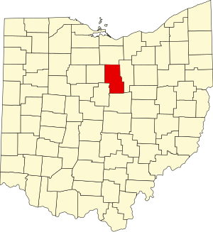 Map of Ohio highlighting Richland County