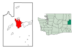 斯波坎在斯波坎縣以及华盛顿州的位置