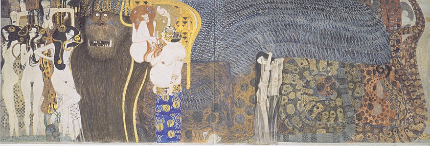 古斯塔夫·克林姆特在分離派展覽館中的作品《貝多芬飾帶》 (1902)