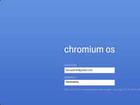 ChromiumOS Cherry（櫻桃）的登錄螢幕截圖。（運行在VMware上）