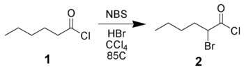 己醯氯的α-溴化反應