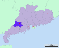 雲浮市在廣東省的地理位置