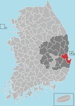 浦項市在韓國及慶尚北道的位置