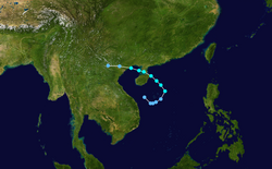 熱帶風暴木蘭的路徑圖