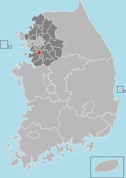 水原市在韓國及京畿道的位置
