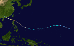 颱風愛倫的路徑圖