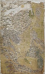 17世紀初雪爾登中國地圖描繪航線針路，在推定為台灣之處標示「北港」、「加里林」兩地名