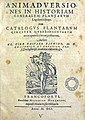 Animadversiones in historiam generalem plantarum, 1601