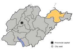 煙臺市在山東省的地理位置