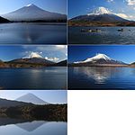 Montage of Mount Fuji from Fuji Five Lakes