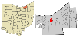 布鲁克林市在凯霍加县的位置和在俄亥俄州的位置