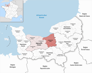 利雪区在诺曼底大区与卡尔瓦多斯省的位置