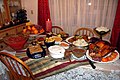 傳統感恩節晚餐橄欖、茴香和火雞