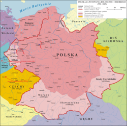 波蘭立陶宛建立前波蘭王國的最大疆域（1002年-1005年）